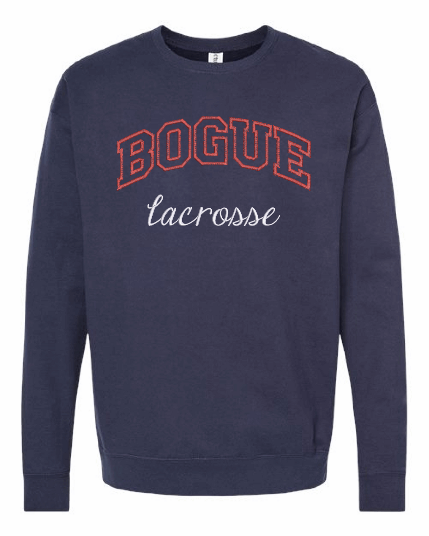 Bogue Lacrosse - Navy Embroidered Crewneck