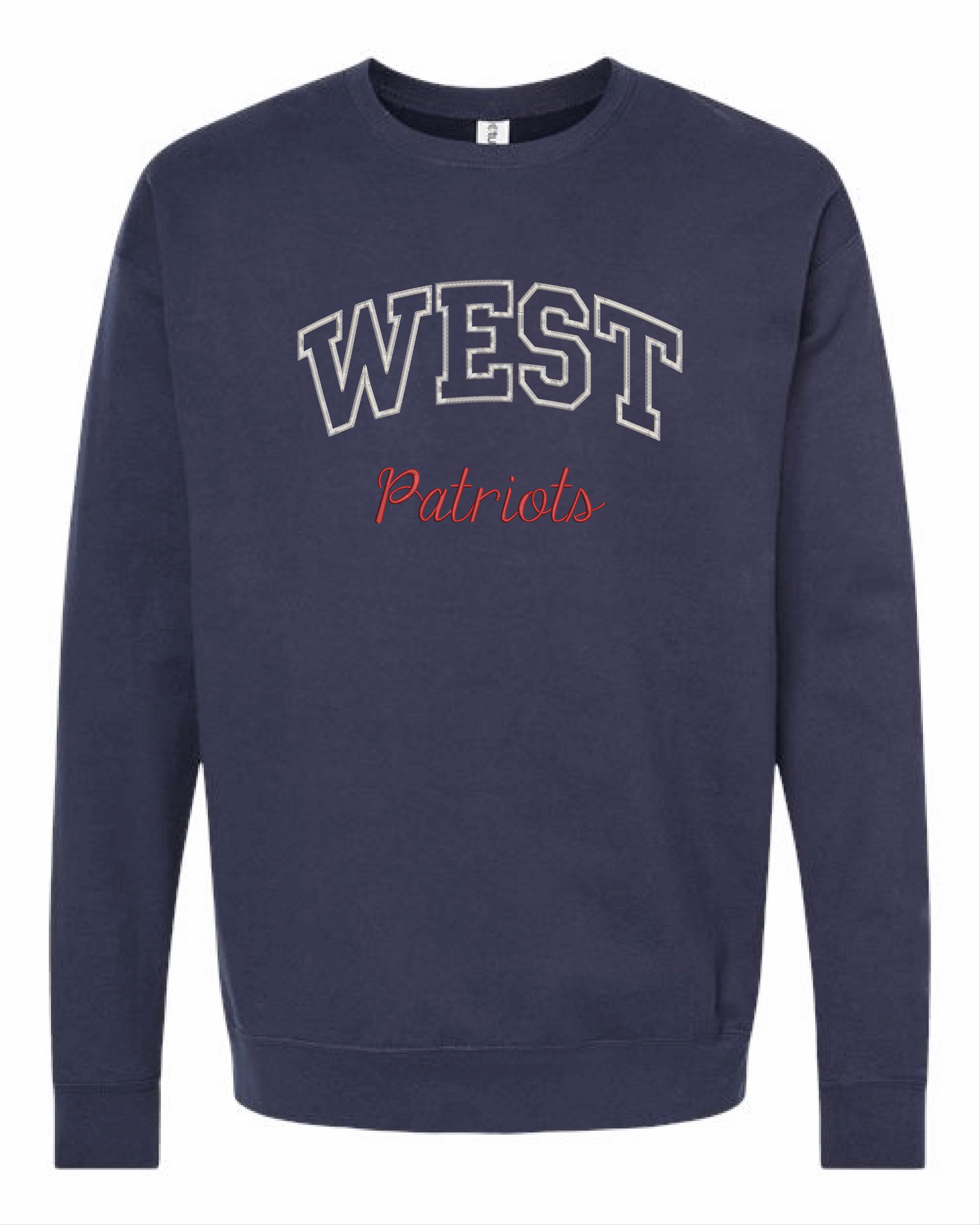 West Patriots- Navy Embroidered Crewneck