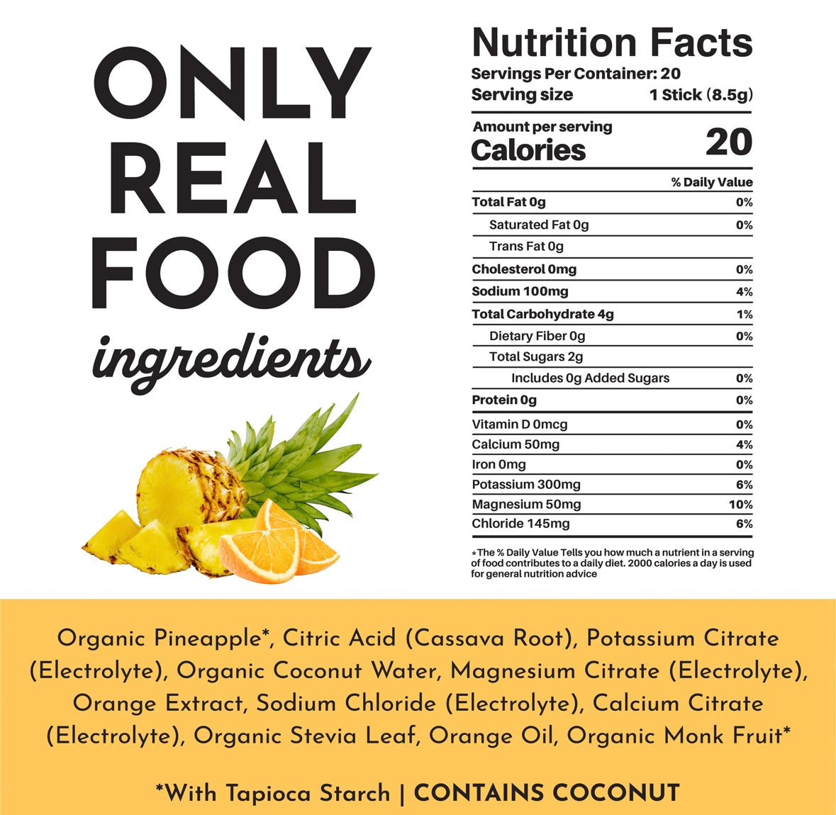 Orange Pineapple Electrolytes Single Serving Packs (20)