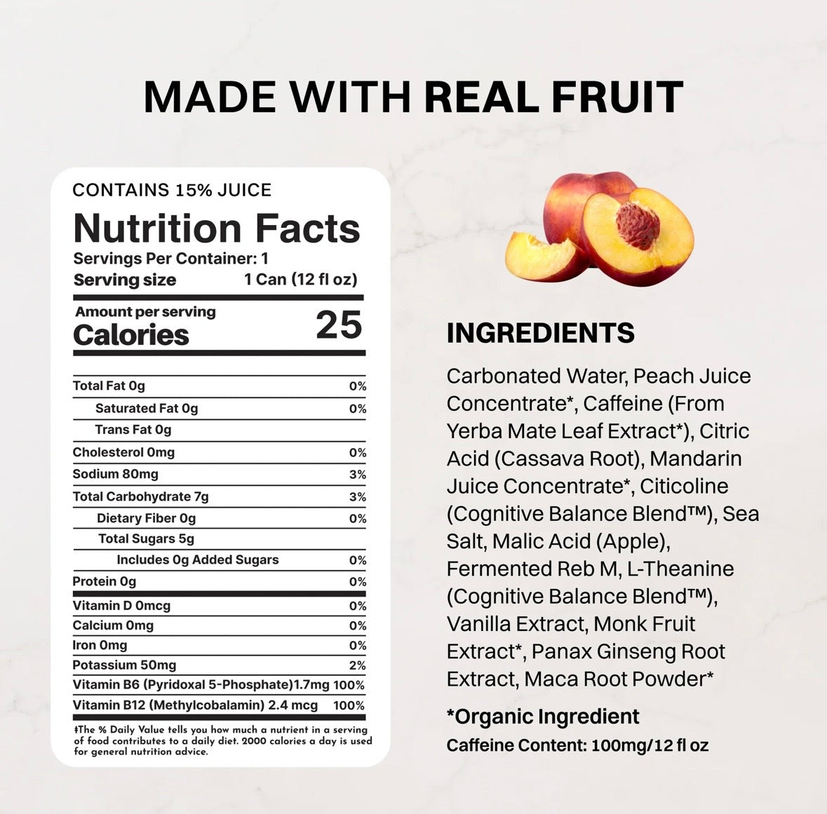 Peach Energy + Brain Boost (Single Can)