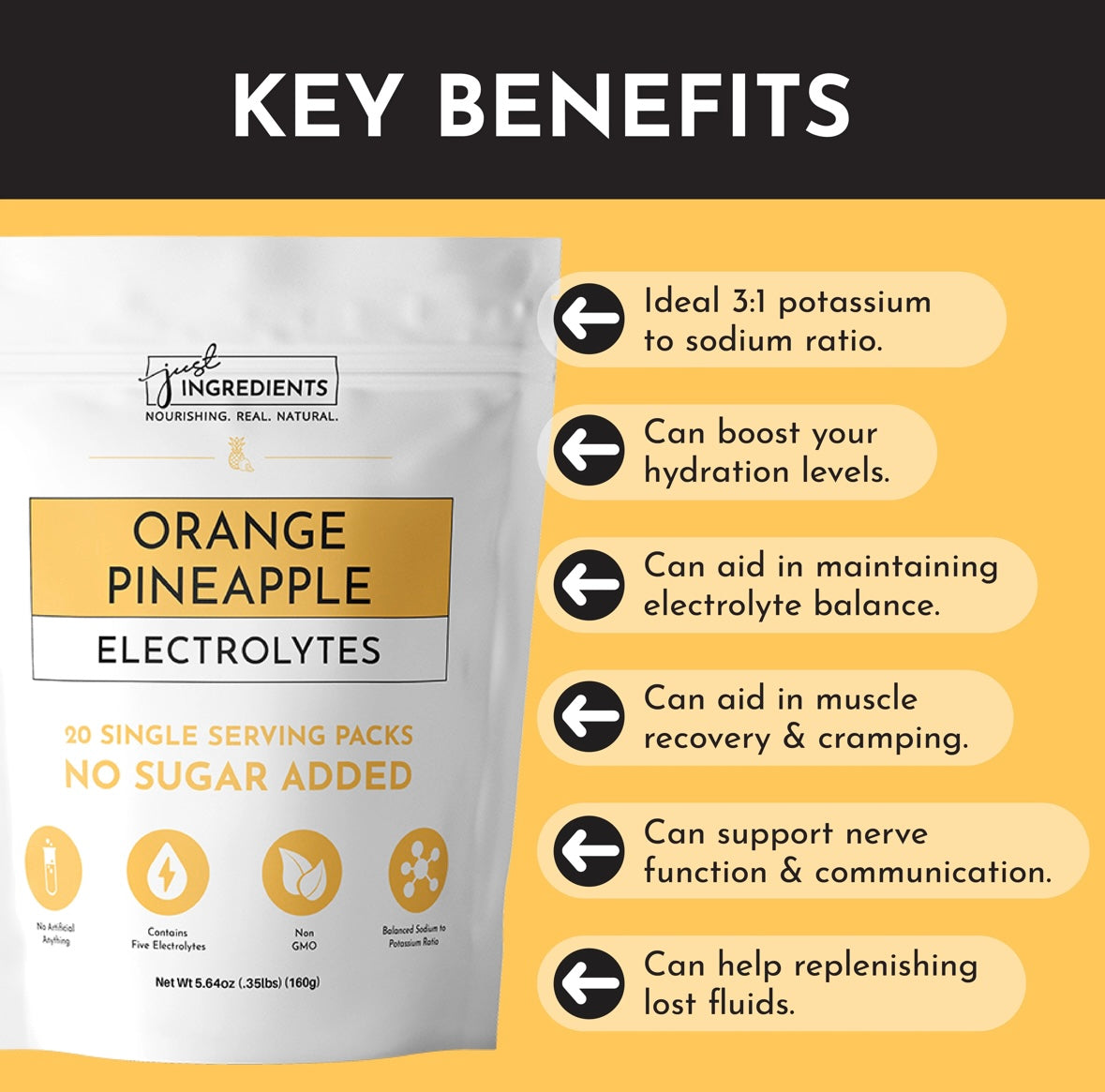 Orange Pineapple Electrolytes Single Serving Packs (20)