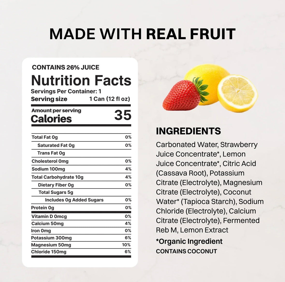 Strawberry Lemonade Sparkling Electrolytes (Single Can)