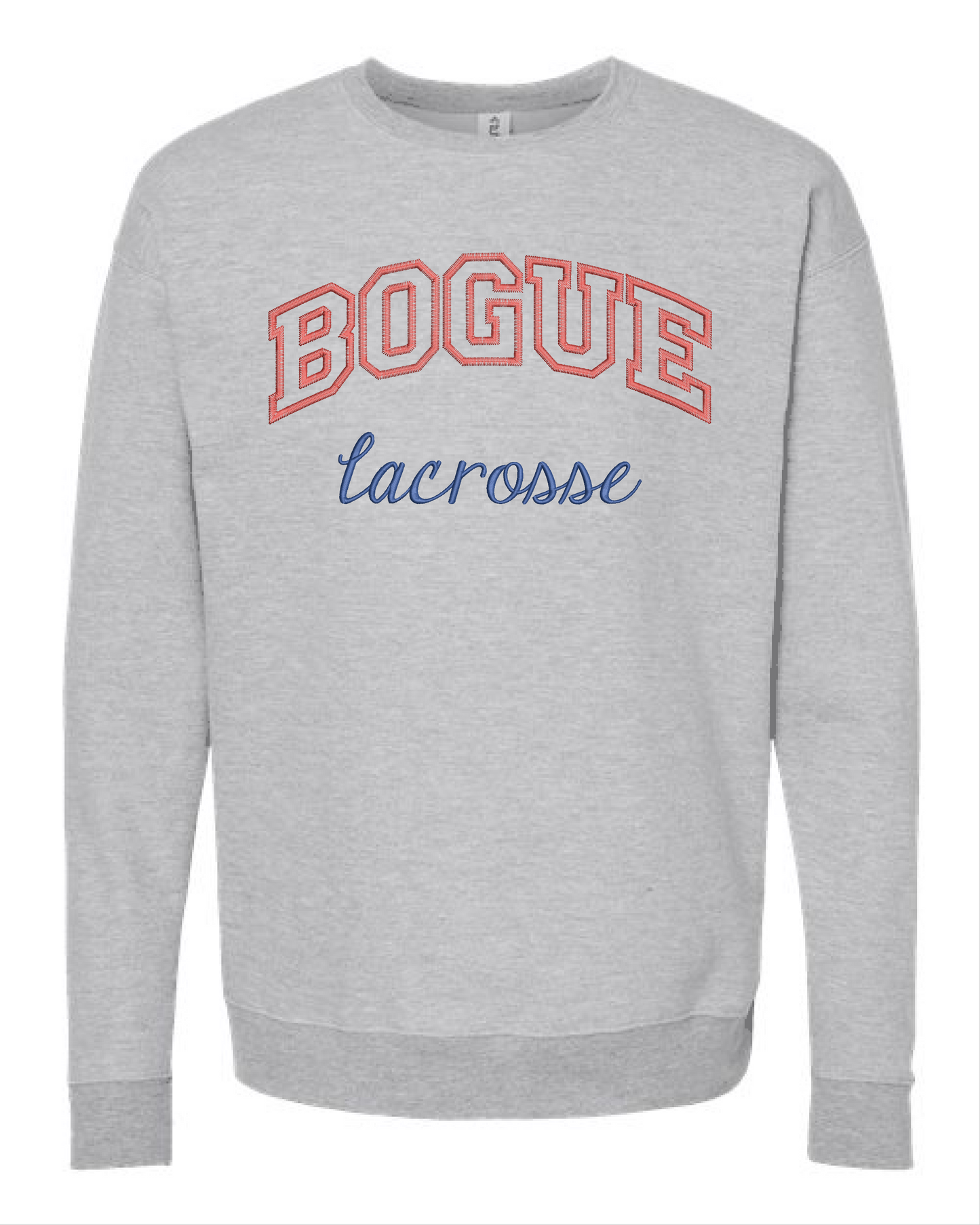 Bogue Lacrosse - Grey Embroidered Crewneck