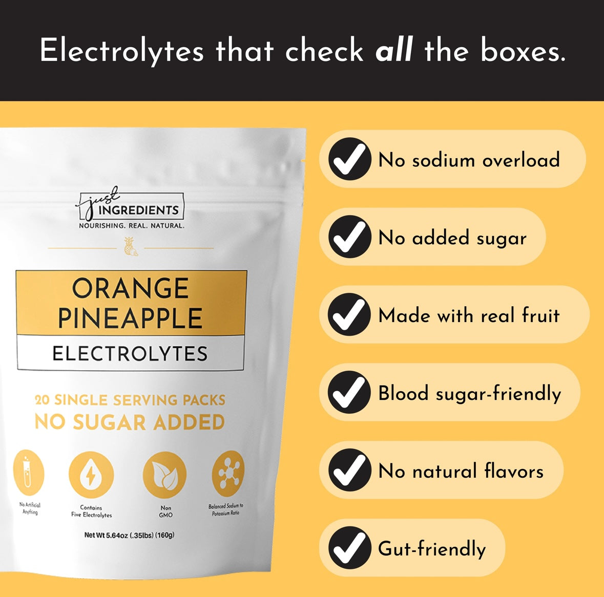 Orange Pineapple Electrolytes Single Serving Packs (20)
