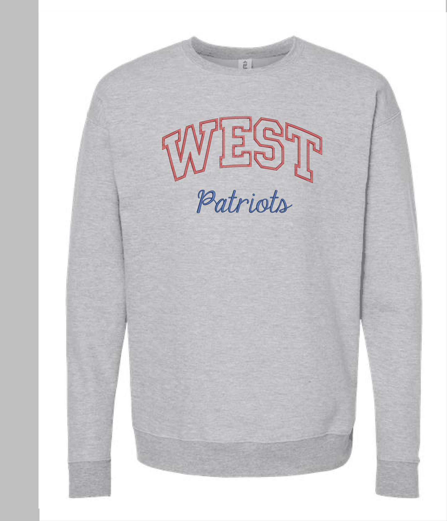 West Patriots- Grey Embroidered Crewneck