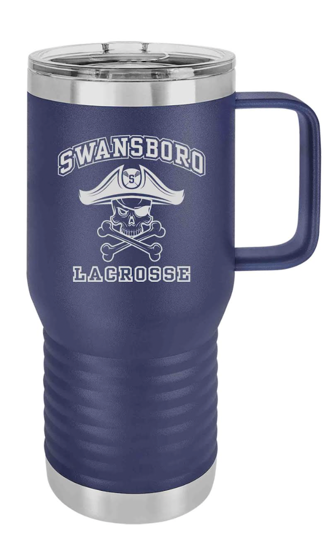 Swansboro Lax - 20oz Stainless Steel & Powder Coasted Travel Mug with Lid