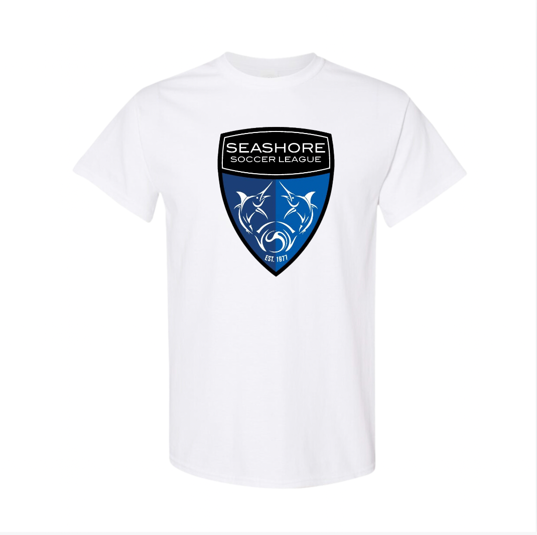Seashore Soccer - White Cotton T-Shirt