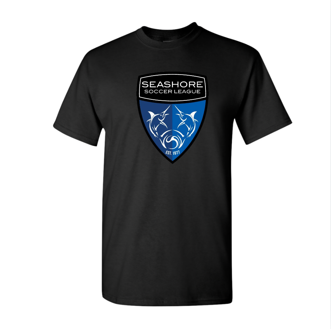 Seashore Soccer -Black Cotton T-Shirt