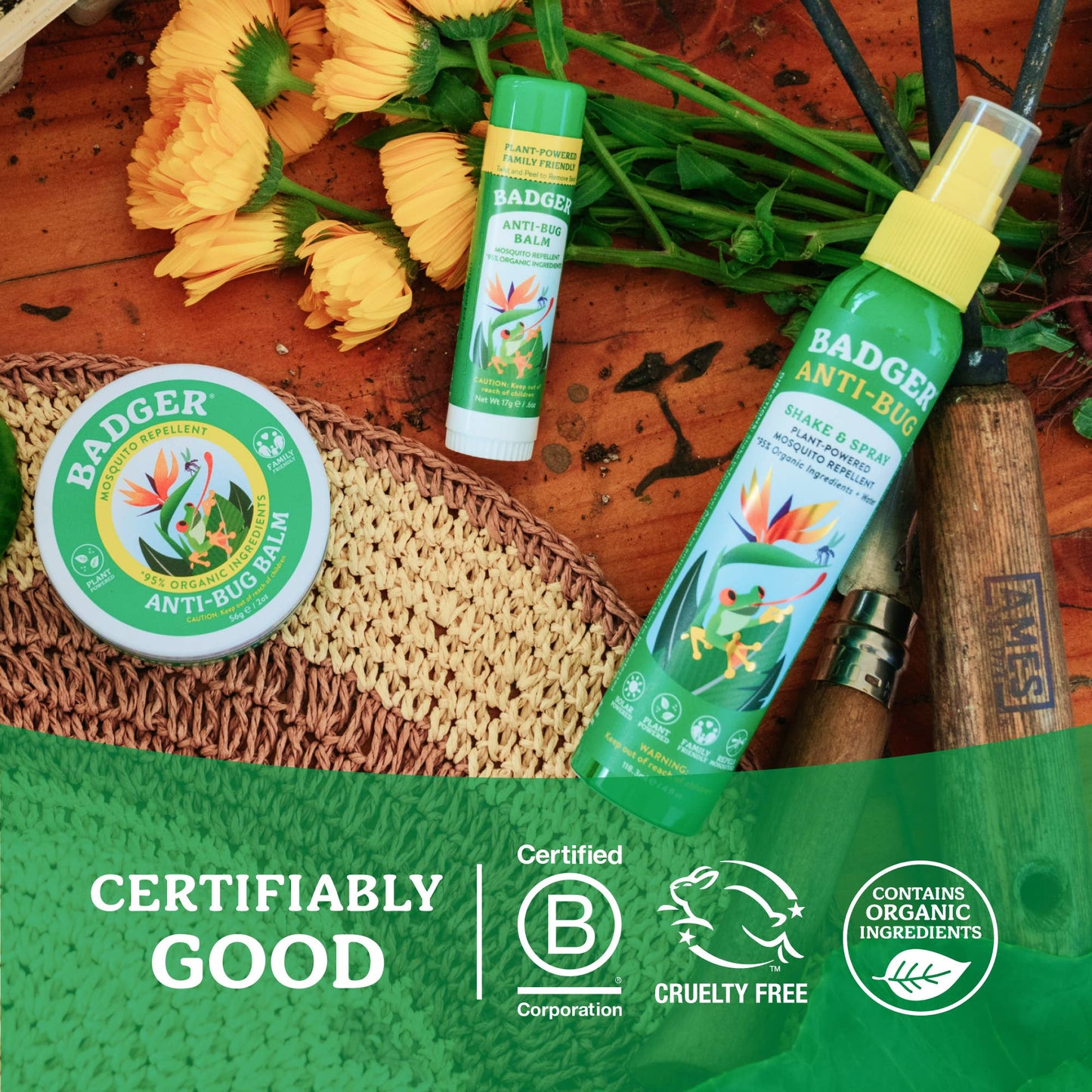 Badger Bug Repellent, Deet-Free, Organic Travel Stick 12ct