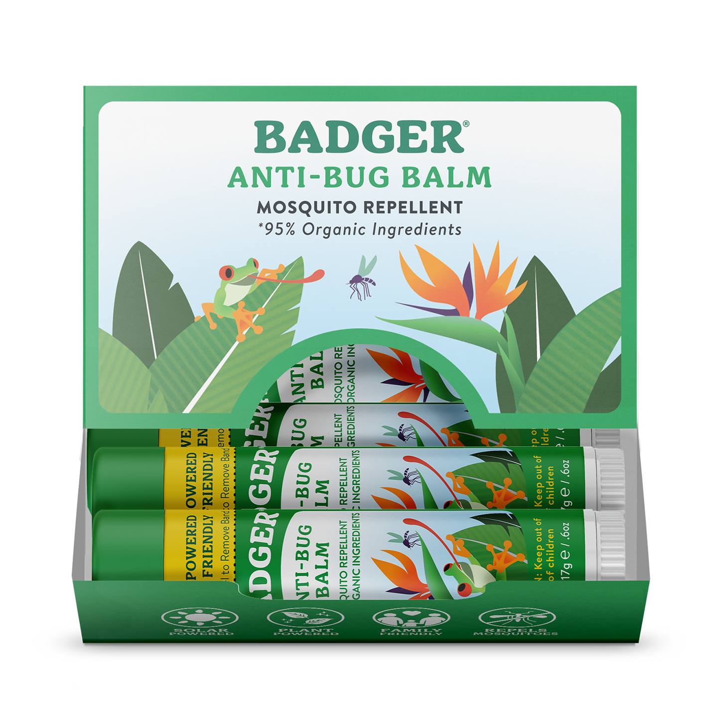 Badger Bug Repellent, Deet-Free, Organic Travel Stick 12ct
