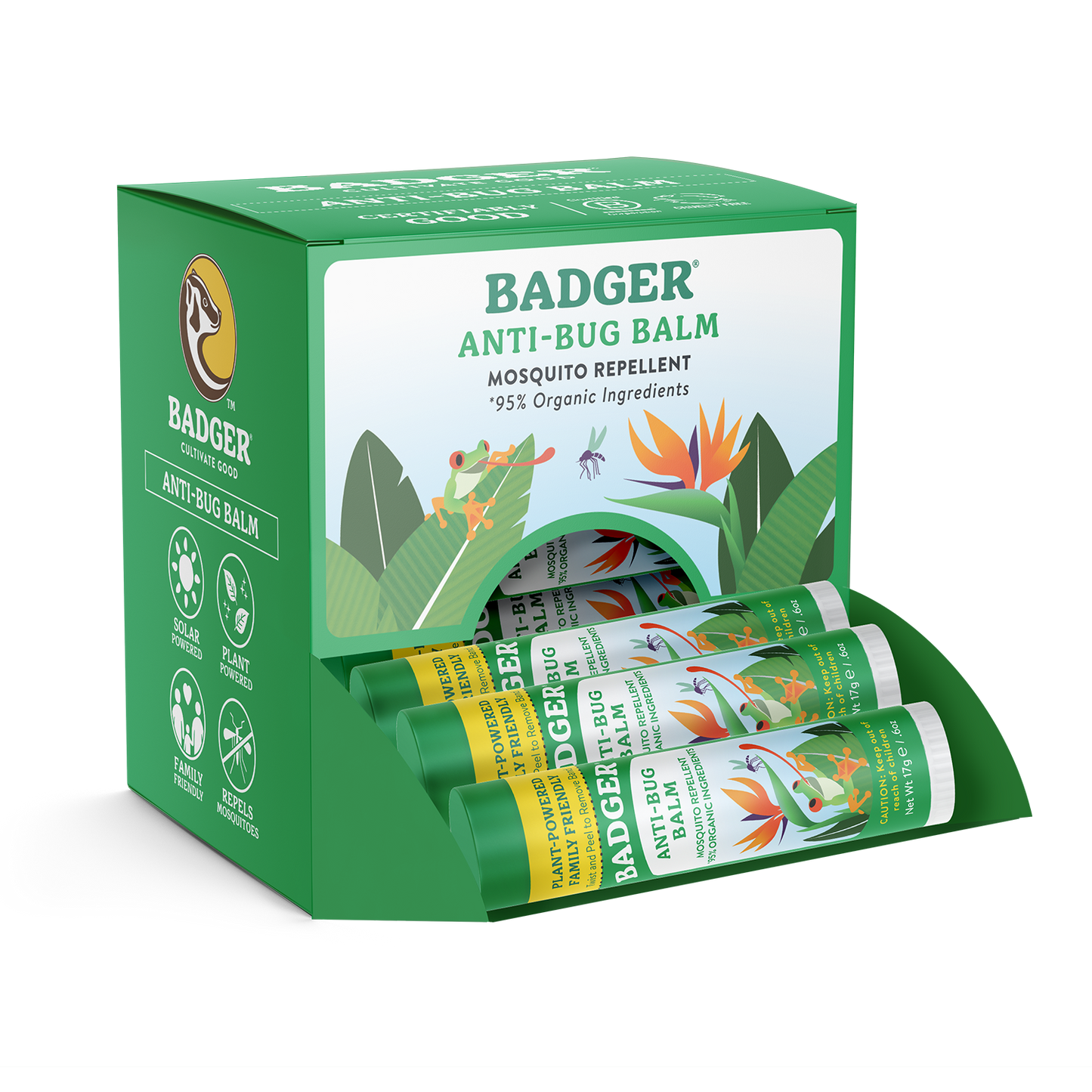 Badger Bug Repellent, Deet-Free, Organic Travel Stick 12ct