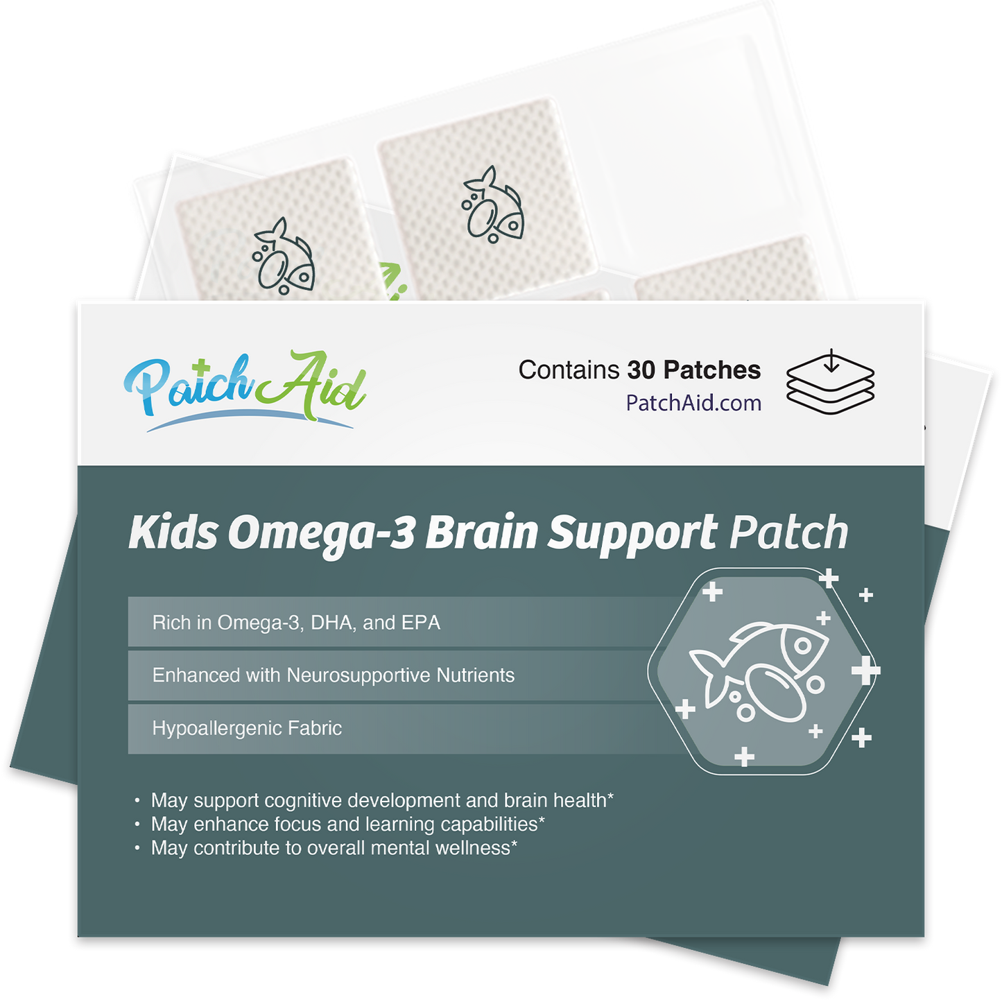 Kids Omega-3 Patch - Antioxidant & Botanical Brain Booster: 1-Pack