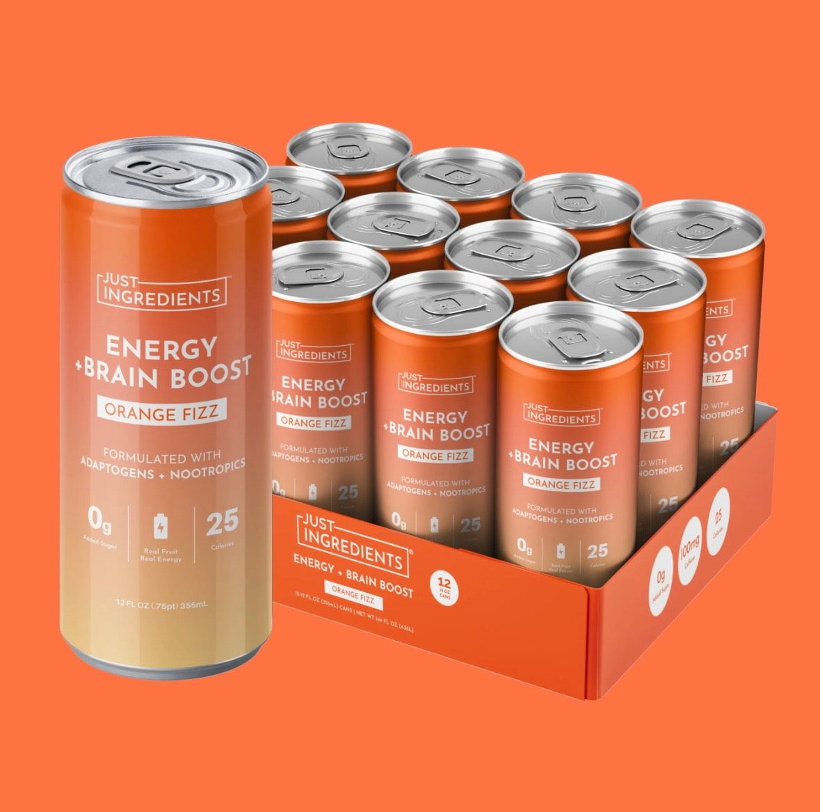 Orange Fizz Energy + Brain Boost (Single Can)