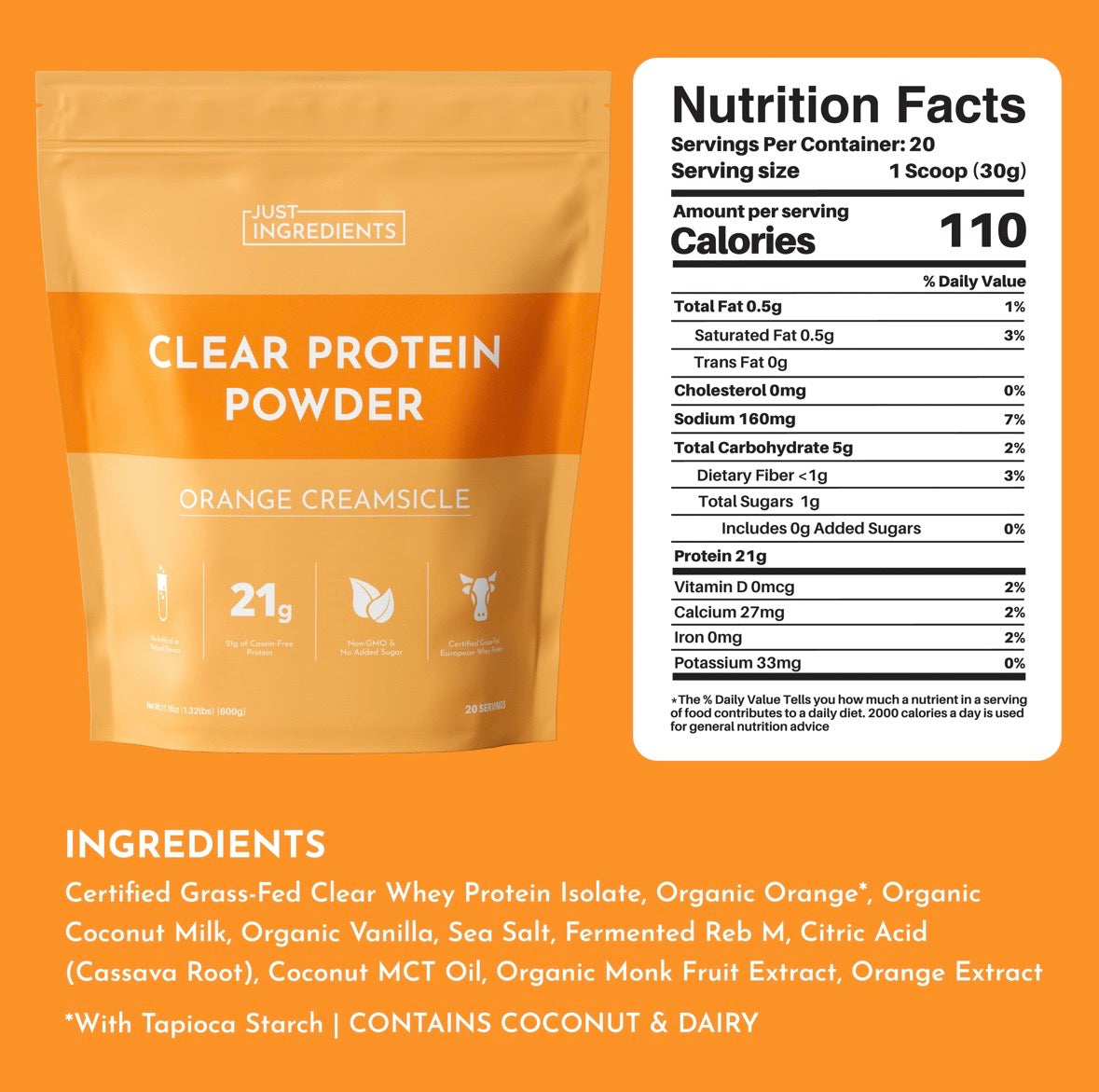 Orange Creamsicle- Clear Protein 20 Servings