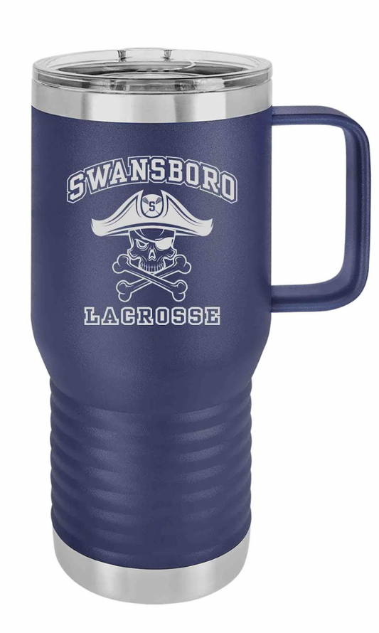 Swansboro Lax - 20oz Stainless Steel & Powder Coasted Travel Mug with Lid