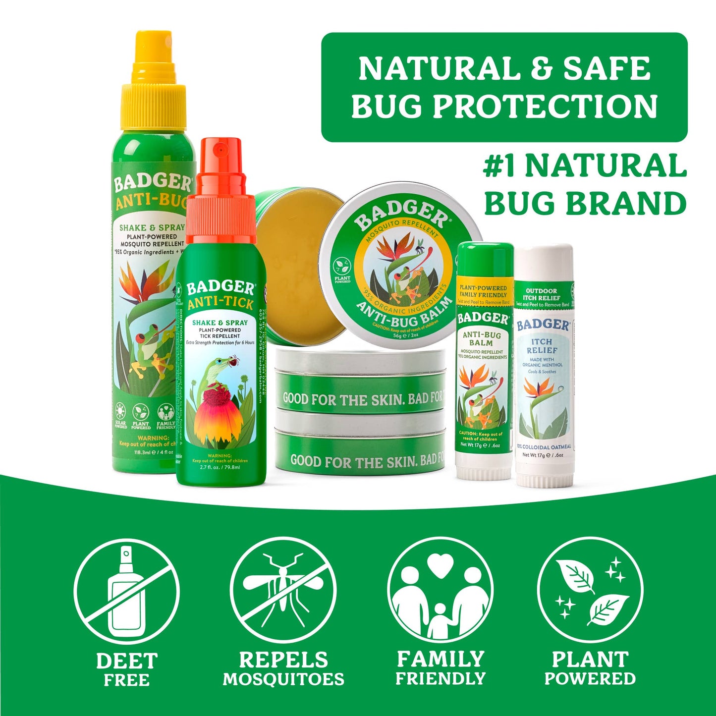 Badger Bug Repellent, Deet-Free, Organic Travel Stick 12ct