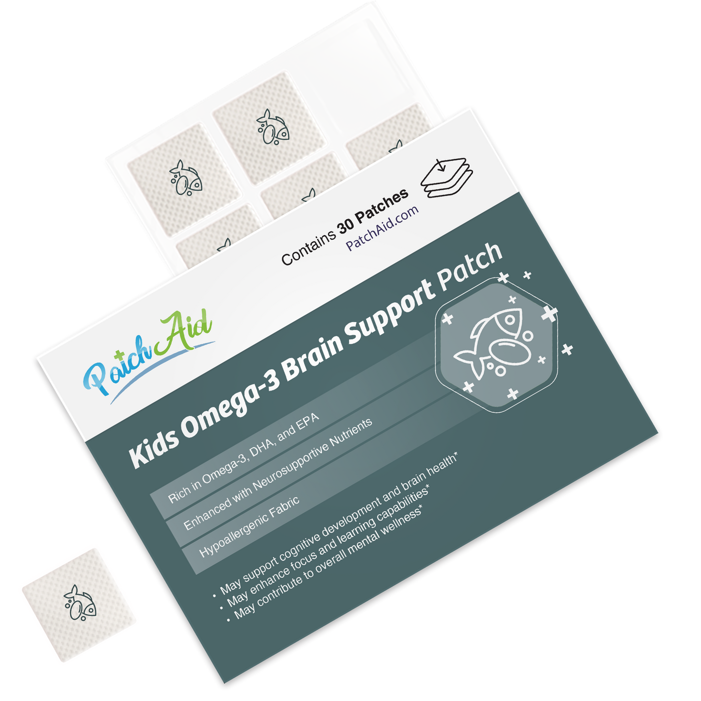Kids Omega-3 Patch - Antioxidant & Botanical Brain Booster: 1-Pack